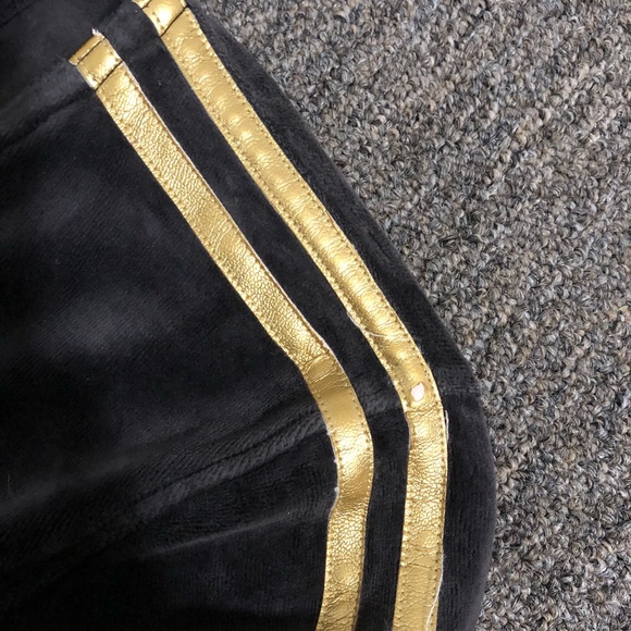Victoria’s Secret Black Velour Gold Stripe Y2K Zip Up Track Jacket Size Small - Picture 5 of 8